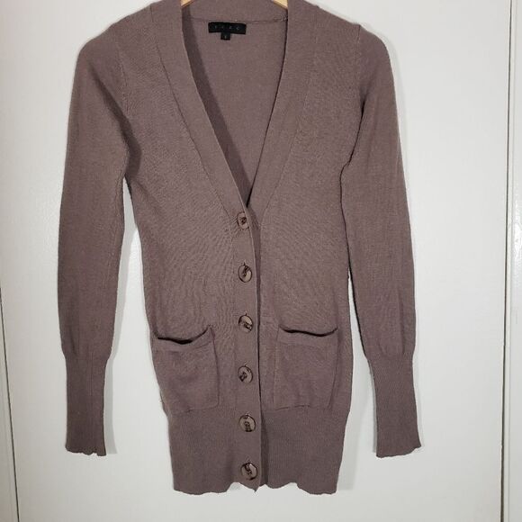 TCEC Angora Wool Blend V Neck Cardigan Sweater Size S - Picture 1 of 6